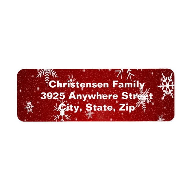 Snowflakes Red Background Address Labels (Front)