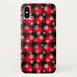 Snowflakes Red Buffalo Plaid iPhone X Case