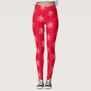Snowflakes Red Custom Leggings