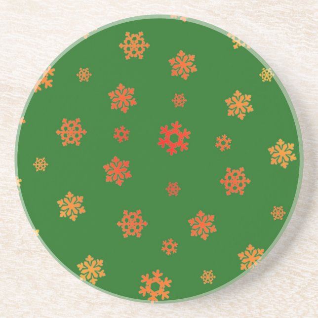 Snowflakes (Red & Gold) [Christmas Pattern] Coaster (Front)