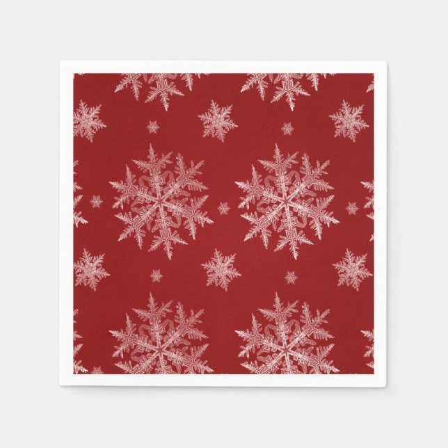 Snowflakes Red Holiday Christmas    Napkin (Front)