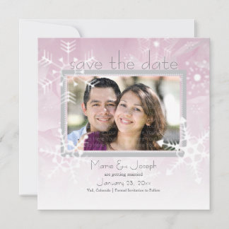 Snowflakes Save the Date: Winter Pink Date