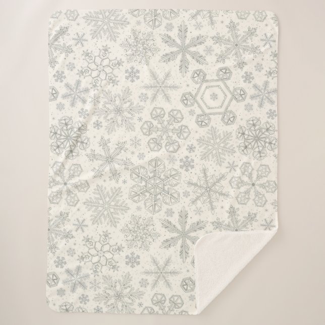 Snowflakes Sherpa Blanket (Front)