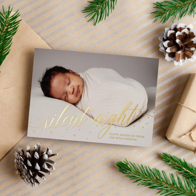 Snowflakes Silent Night Happy Holidays Baby Photo (Creator Uploaded)