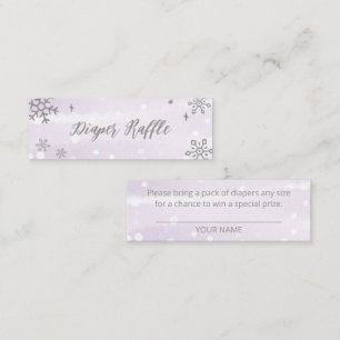 Snowflakes Silver Grey Baby Shower Diaper Raffle Mini Business Card
