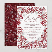 Snowflakes Silver Red Winter Bridal Shower