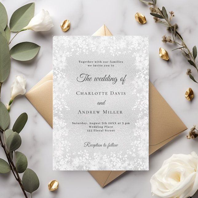 Snowflakes silver winter wedding invitation (Creator Uploaded)
