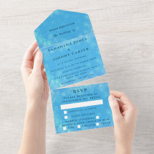 Snowflakes Snow Blue Winter Wonderland Wedding All In One Invitation
