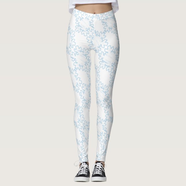Snowflakes Snowflake Winter White Leggings (Front)
