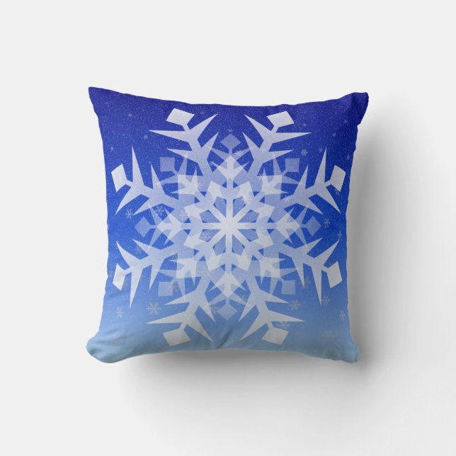 Snowflakes Snowing Holiday Throw Pillow (Front)