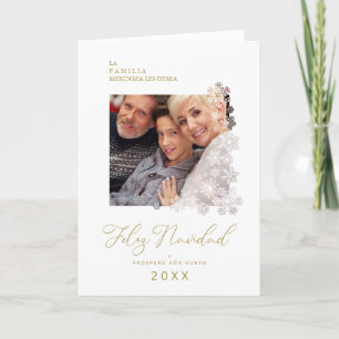 Snowflakes Spanish Modern Elegant Chic Christmas Holiday Card