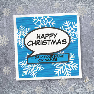 Snowflakes Speech Bubble Fun Comic Book Napkin