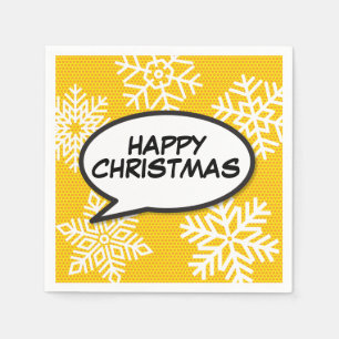 Snowflakes Speech Bubble Fun Retro Comic Book Napkin
