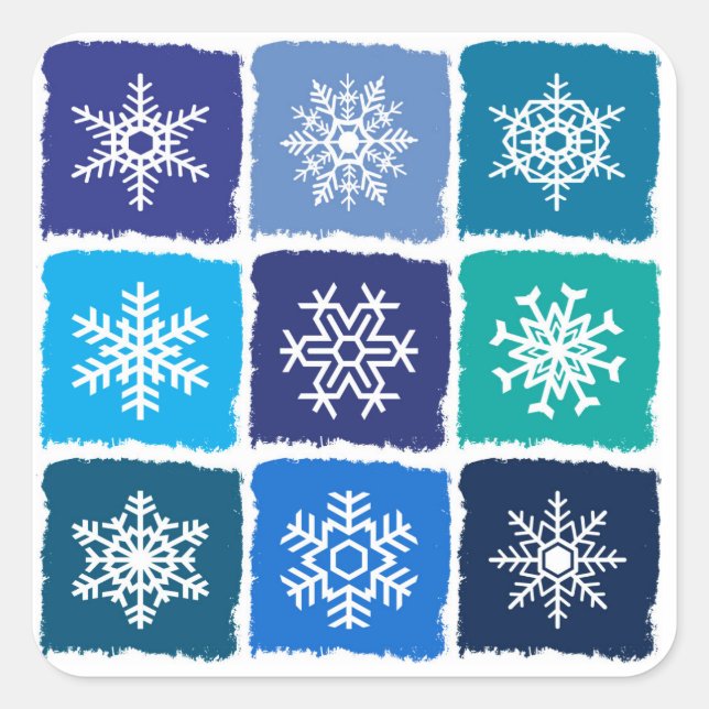 Snowflakes Square Sticker (Front)