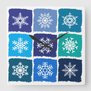 Snowflakes Square Wall Clock