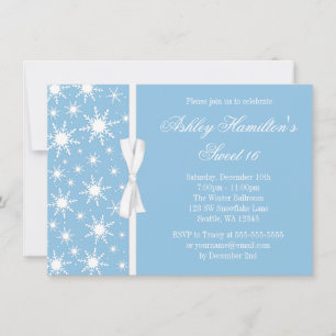 Snowflakes Sweet 16 Winter Wonderland Blue Invitation