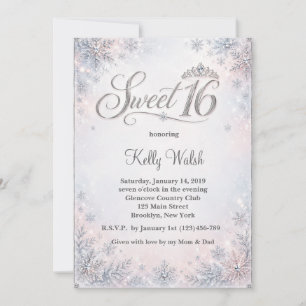 Snowflakes Sweet 16 Winter Wonderland Invitation