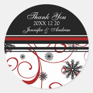 Snowflakes Thank You Winter Wedding Stickers