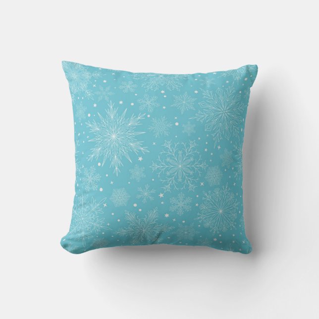 Snowflakes Throw Pillow (Front)