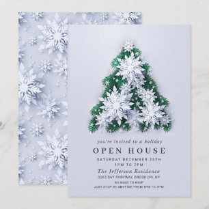 Snowflakes Tree CHRISTMAS HOLIDAY OPEN HOUSE Invitation