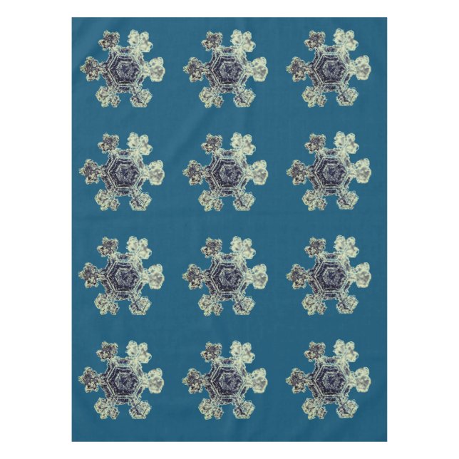 Snowflakes Turquoise Tablecloth (Front)
