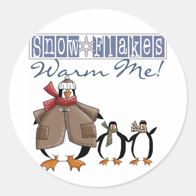 Snowflakes Warm Me Holiday Tshirts and Gifts Classic Round Sticker (Front)