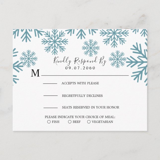 Snowflakes Wedding RSVP Card (Front)