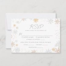 Snowflakes Wedding RSVP Card with Food Choice