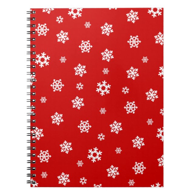 Snowflakes (White) [Christmas Pattern] Spiral Notebook (Front)