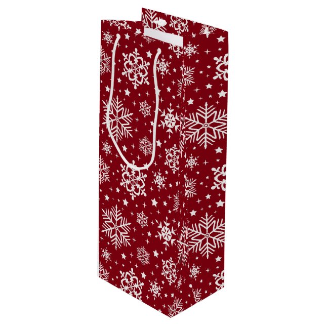 Snowflakes  wine gift bag (Front Angled)