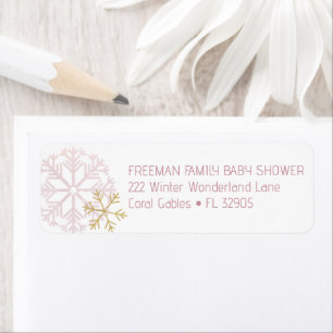 Snowflakes Winter Baby Shower Gold Glitter Return 