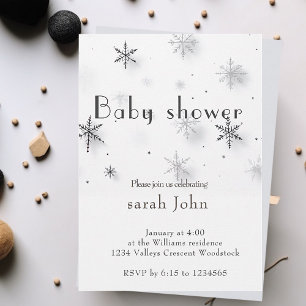 Snowflakes winter Baby shower  Invitation