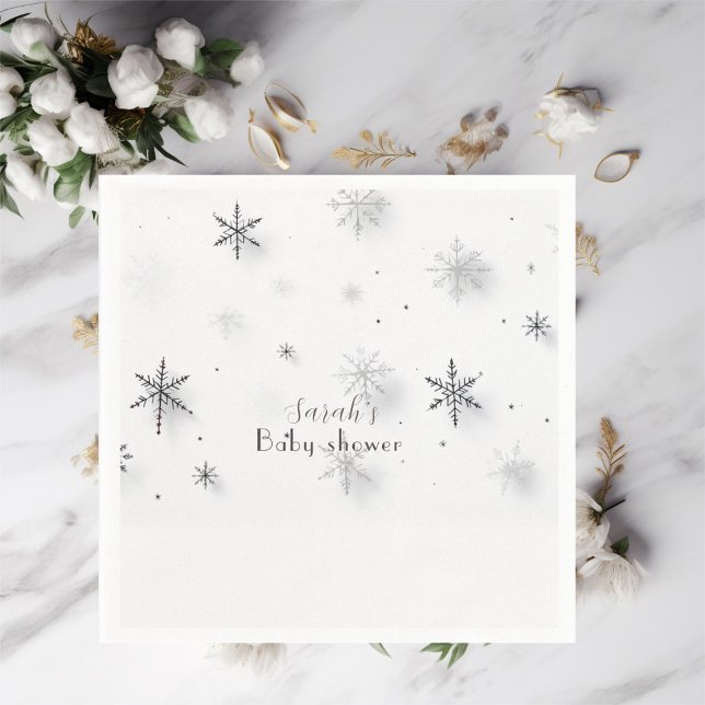 Snowflakes winter  Baby shower  Napkin (Creator Uploaded)