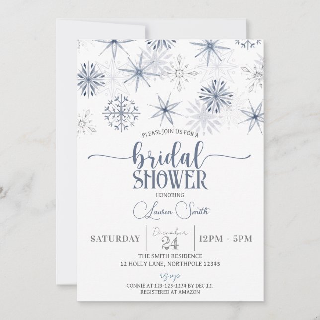 Snowflakes Winter Bridal Shower Invitation (Front)