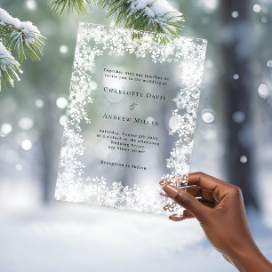 Snowflakes winter clear wedding acrylic invitations