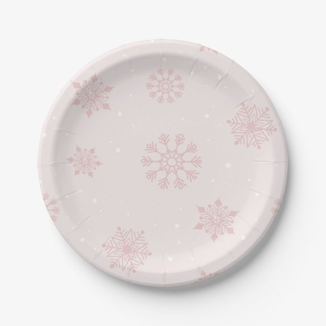 Snowflakes Winter It's Cold Outside Baby Shower Paper Plate (Front)