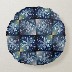 Snowflakes / Winter Night / Recolota / Plain Round Cushion