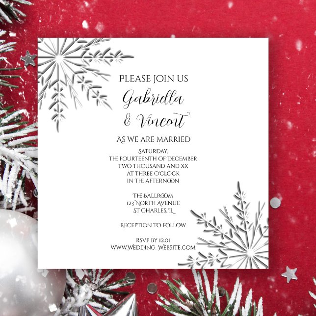 Snowflakes Winter Wedding Invitation (Creator Uploaded)