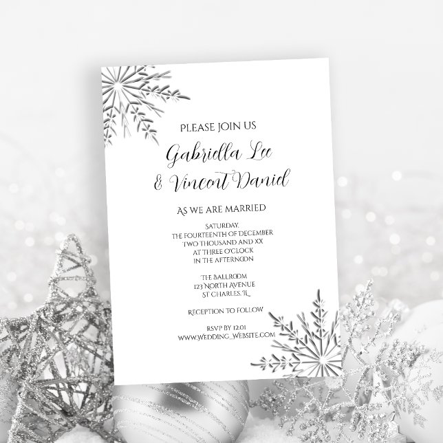 Snowflakes Winter Wedding Invitation (Set a wintery tone for your marriage with the elegant Snowflakes Winter Wedding Invitation.)