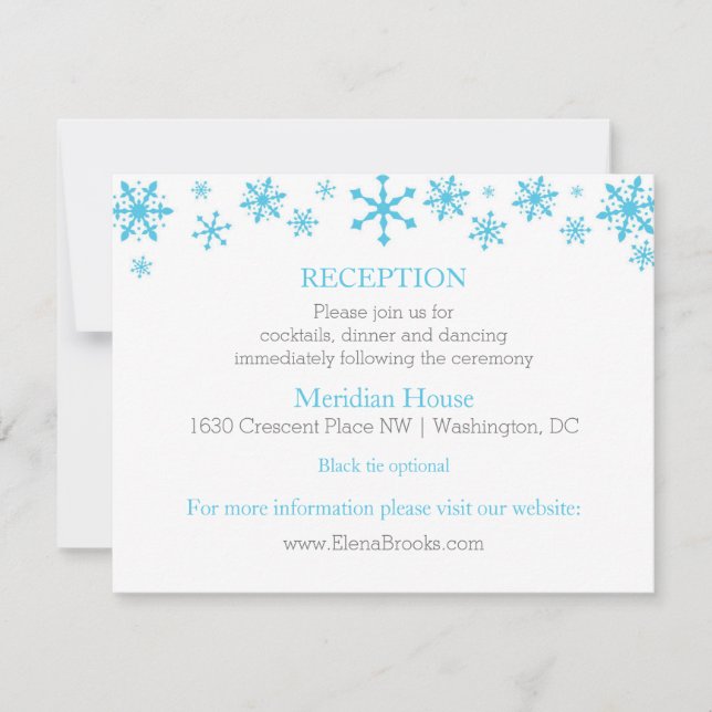 Snowflakes Winter Wedding Reception Cards (Front)