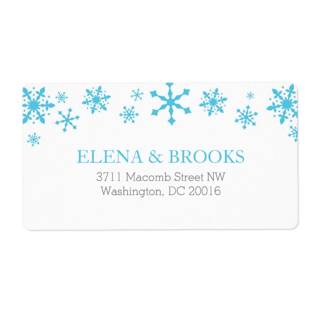 Snowflakes Winter Wedding Reply Card Mailing Label (Front)