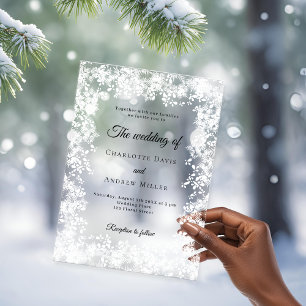 Snowflakes winter white clear wedding acrylic invitations