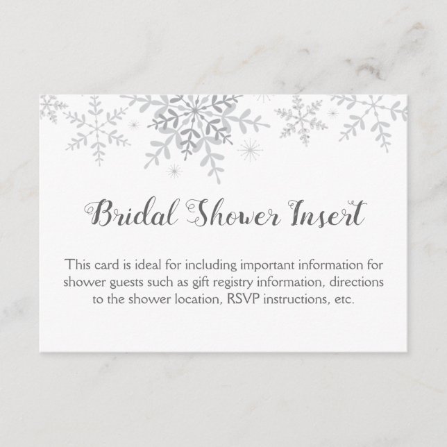 Snowflakes Winter Wonderland Bridal Shower Insert (Front)