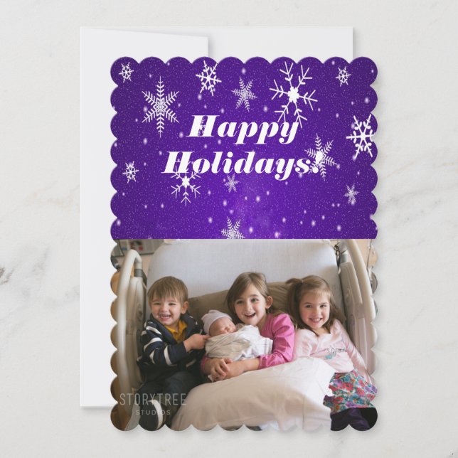 Snowflakes with Blue Background Flat Card (Front)