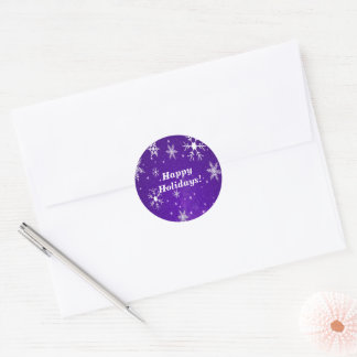 Snowflakes with Blue Background Round Stickers