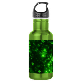 Snowflakes with Green Background 532 Ml Water Bottle