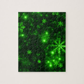 Snowflakes with Green Background Jigsaw Puzzle