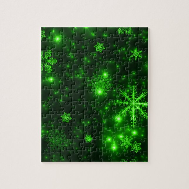 Snowflakes with Green Background Jigsaw Puzzle (Vertical)