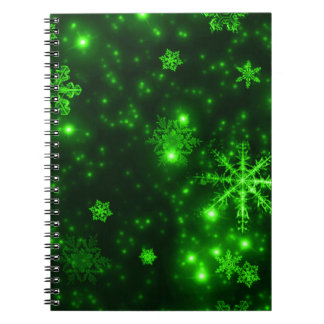 Snowflakes with Green Background Notebook