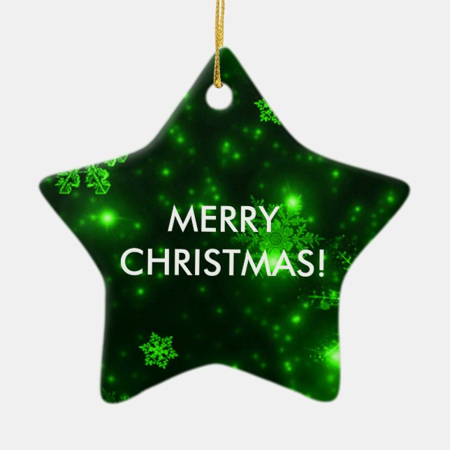 Snowflakes with Green Background Ornament (Front)